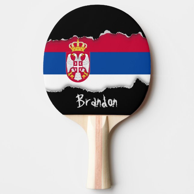 Serbia Flag Ping-Pong Paddle (Front)