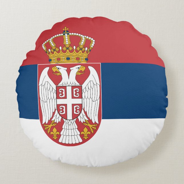 Serbia Flag Round Pillow (Front)
