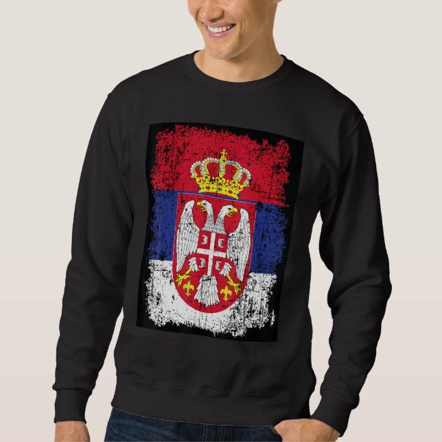 Serbia Flag Serbian Flag Coat Of Arms Eagle Serbia Sweatshirt (Front)