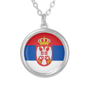 Serbia Flag Silver Plated Necklace