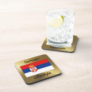 Serbia Flag+Text Coaster