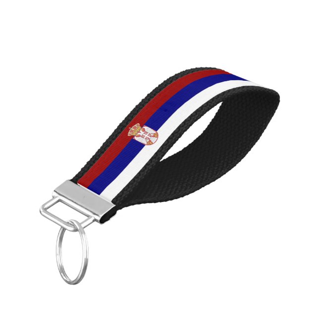 Serbia flag wrist keychain (Angled Down)