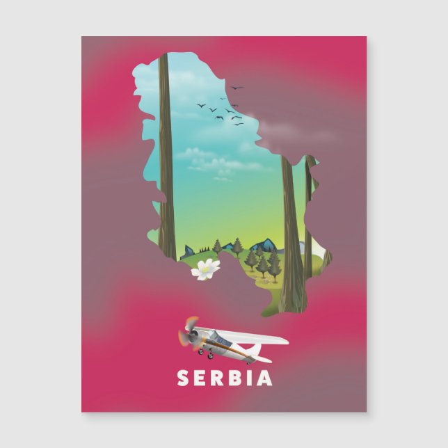 Serbia Illustrated map travel poster (Front)