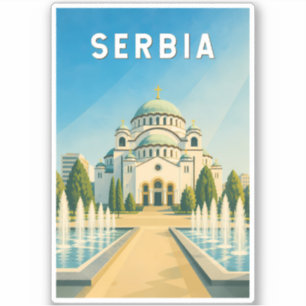 Serbia Illustration Travel Art Vintage Sticker