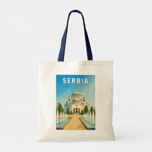 Serbia Illustration Travel Art Vintage Tote Bag