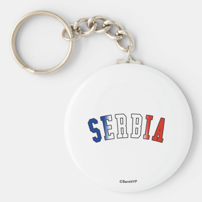 Serbia in National Flag Colors Key Chain