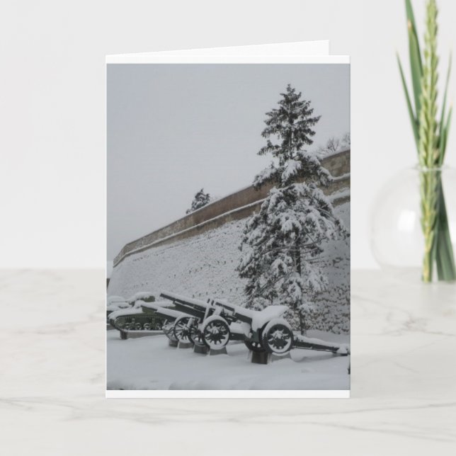 Serbia in the snow holiday card (Front)