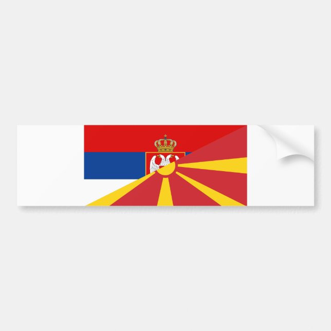 serbia macedonia flag country half symbol bumper sticker (Front)