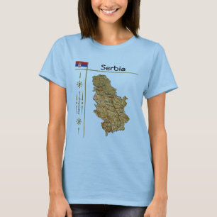 Serbia Map + Flag + Title T-Shirt