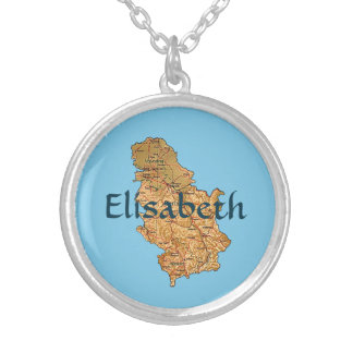 Serbia Map + Name Necklace