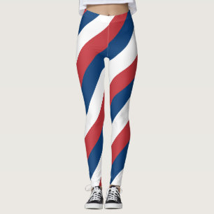 Serbia National Flag Colors Diagonal Striped Leggings