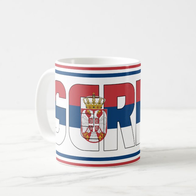Serbia National Flag Patriotic Coffee Mug (Front Left)