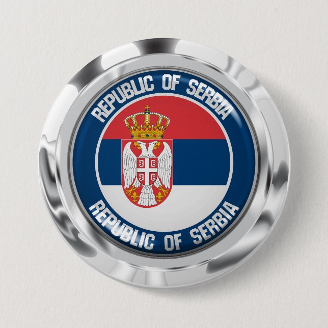 Serbia Round Emblem Button (Front)