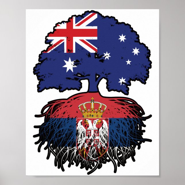 Serbia Serbian Australian Australia Tree Roots Poster (Front)