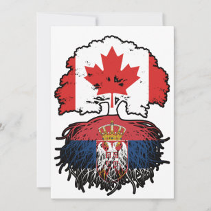 Serbia Serbian Canadian Canada Tree Roots Flag Invitation