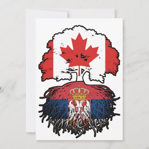 Serbia Serbian Canadian Canada Tree Roots Flag Invitation