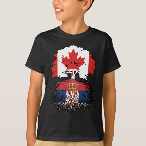 Serbia Serbian Canadian Canada Tree Roots Flag T_Shirt