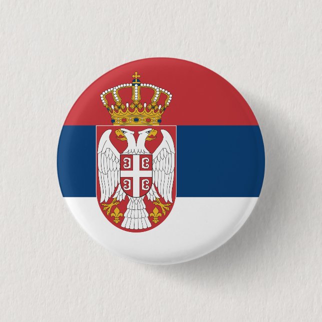 Serbia (Serbian) Flag Button (Front)