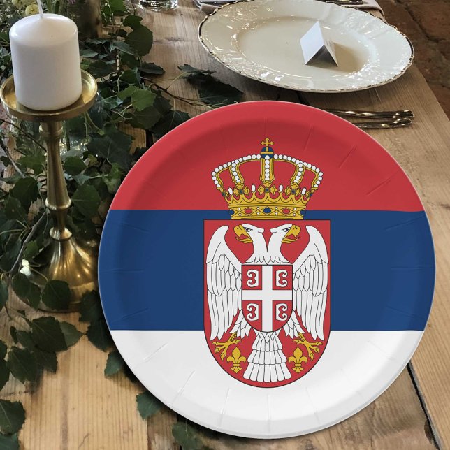 Serbia, Serbian Flag party, birthday /sport Paper Plates (Creator Uploaded)
