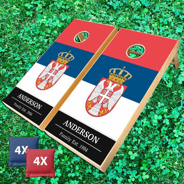 Serbia & Serbian Flag personalized / Family fun Cornhole Set (Creator Uploaded)