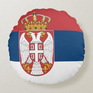 Serbia (Serbian) Flag Round Pillow
