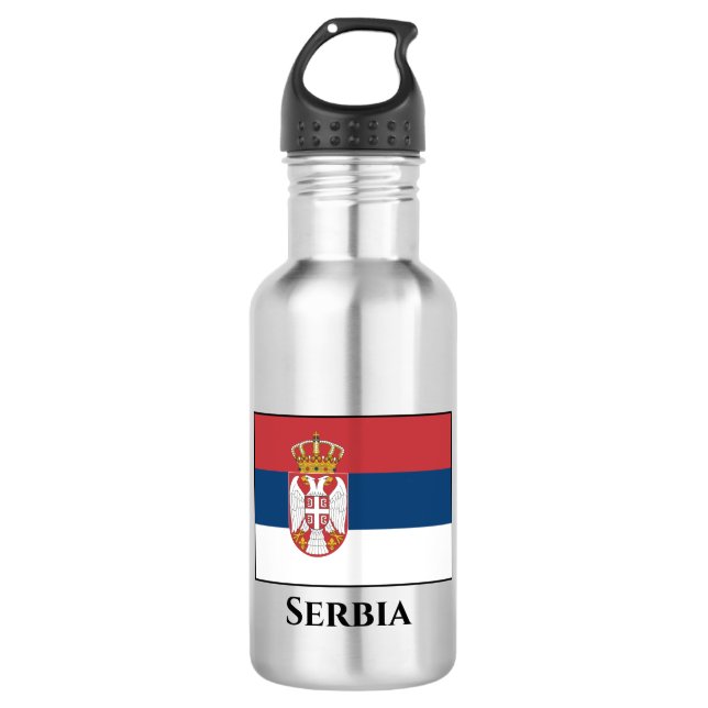 Serbia (Serbian) Flag Stainless Steel Water Bottle (Front)