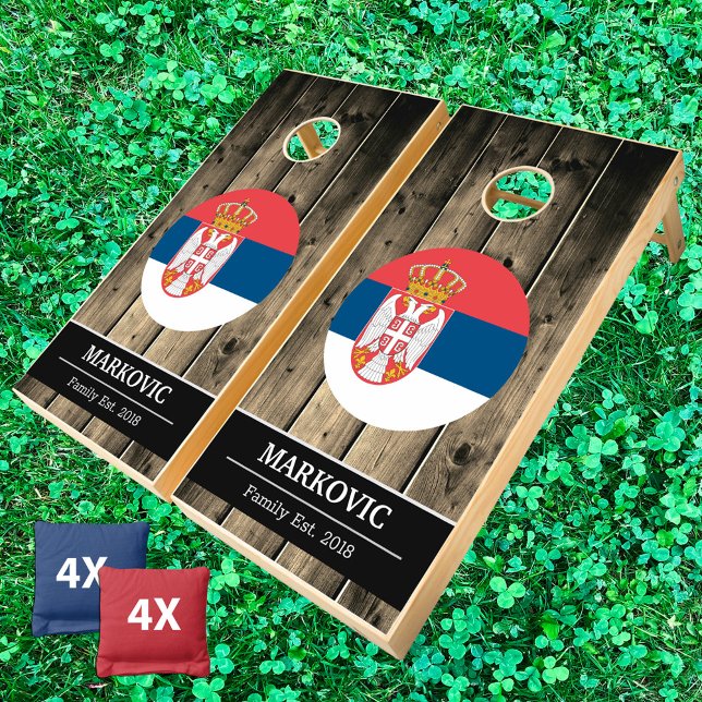 Serbia & Serbian Flag Wood / Family fun Cornhole Set (Creator Uploaded)