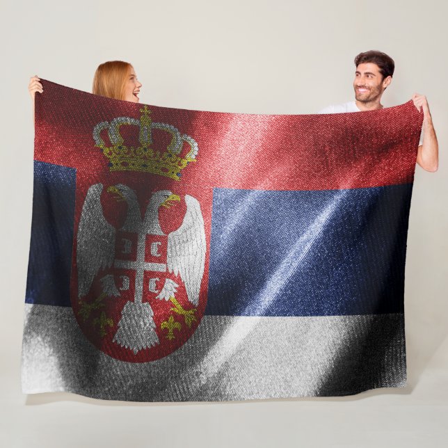 Serbia silk flag fleece blanket (In Situ)