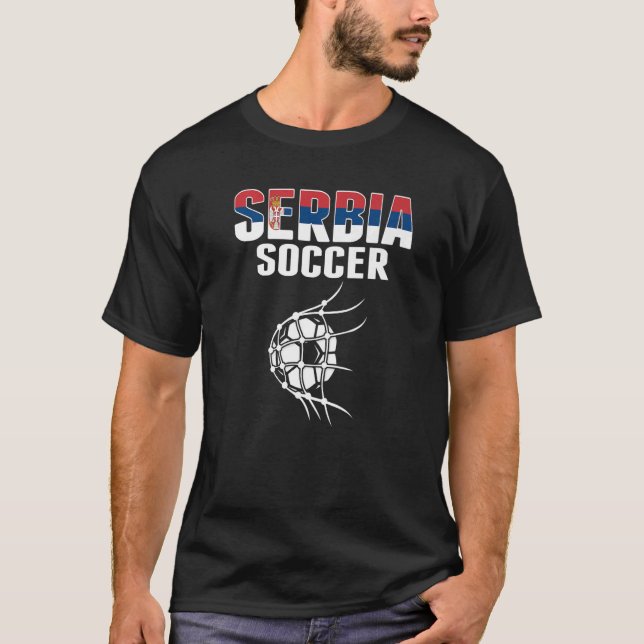 Serbia Soccer Ball In Net Goal  Serbian Football S T-Shirt (Front)