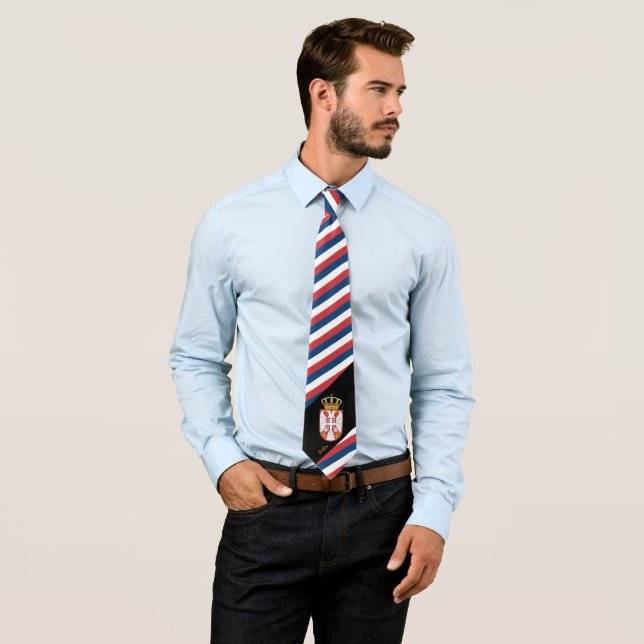Serbia Stripes Tie, business Serbian Flag fashion Neck Tie (In Situ)