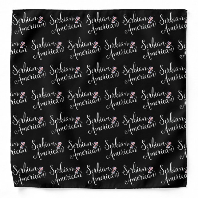 Serbian American Flag Heart, Serbia Bandana (Front)
