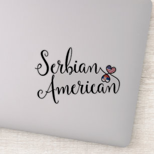 Serbian American Flag Heart, Serbia Sticker
