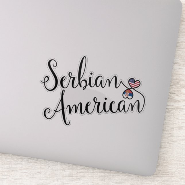 Serbian American Flag Heart, Serbia Sticker (Detail)