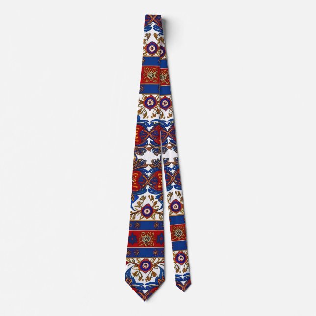 Serbian carpet pattern 8 neck tie (Front)