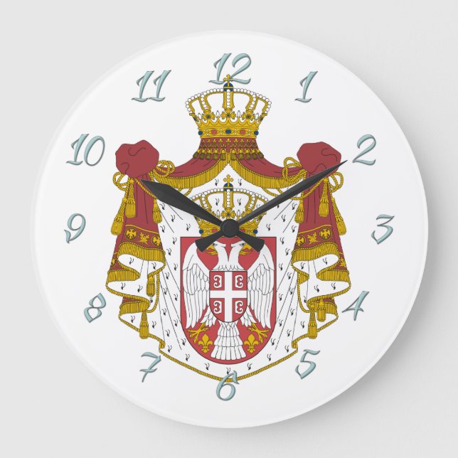 Serbian Coat arms Large Clock (Front)