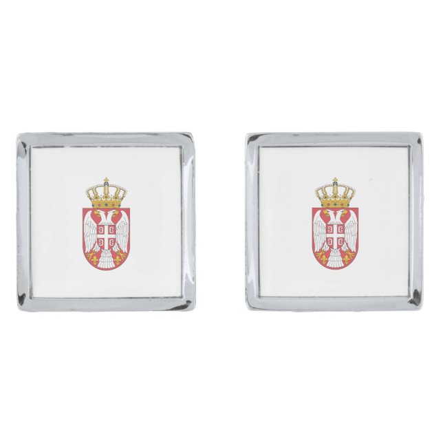 Serbian coat of arms silver cufflinks (Front)