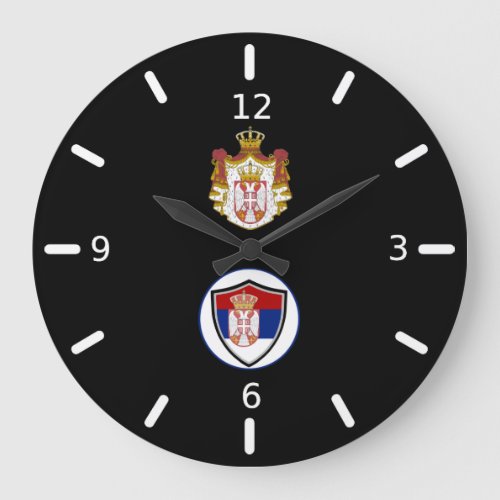 Serbian flag_coat arms large clock