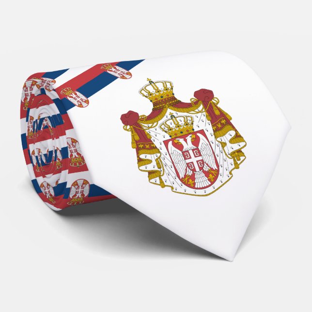Serbian Flag & Coat of Arms, Flag of Serbia Neck Tie (Rolled)