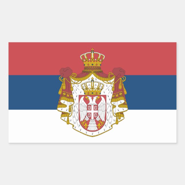 Serbian Flag & Coat of Arms, Flag of Serbia Rectangular Sticker (Front)