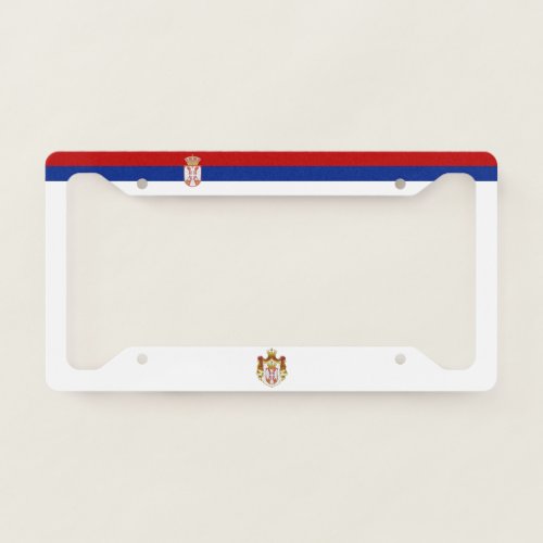 Serbian flag_coat of arms license plate frame