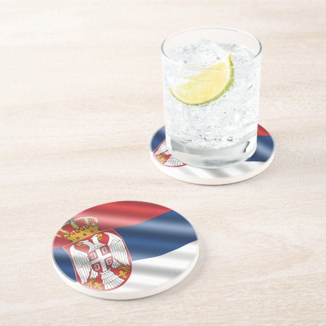 Serbian flag drink coaster (Side)