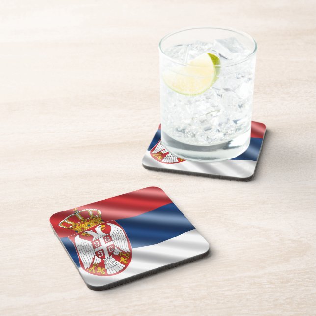 Serbian flag drink coaster (Right Side)