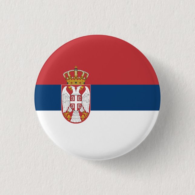 Serbian Flag, Flag of Serbia Button (Front)