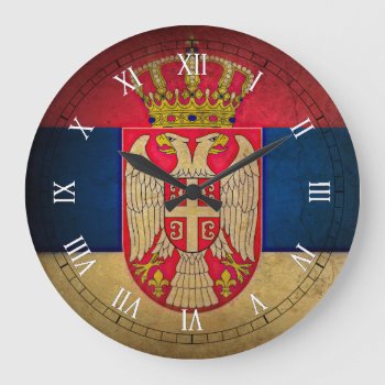 Serbian Flag Large Clock by nonstopshop at Zazzle