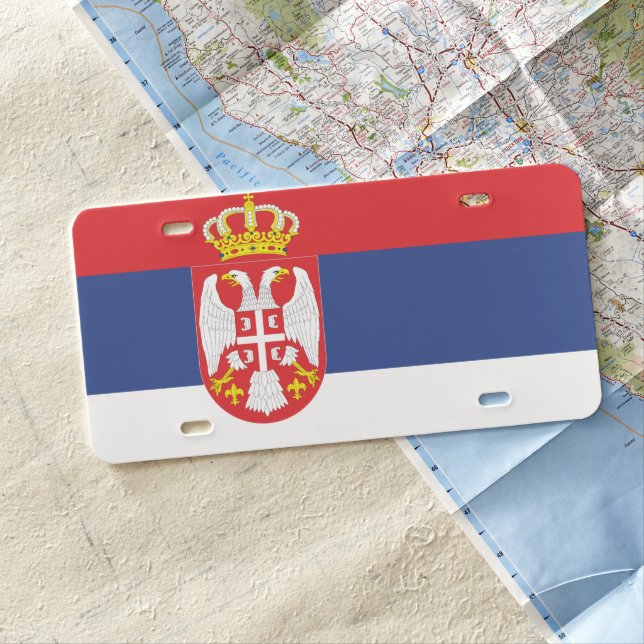 Serbian Flag License Plate (In Situ)