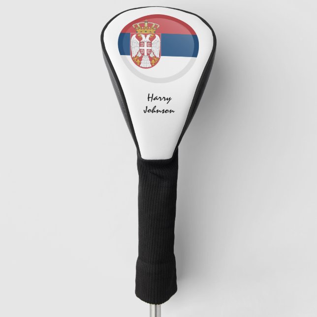 Serbian Flag & Monogrammed Golf Clubs Covers (Front)