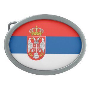 Serbian Flag Oval Belt Buckle