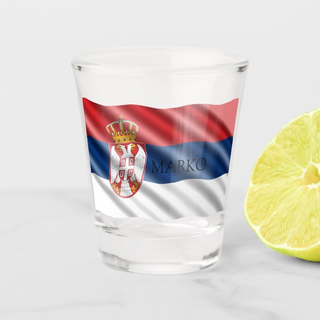 Serbian flag, patriotic shot glass (Front)
