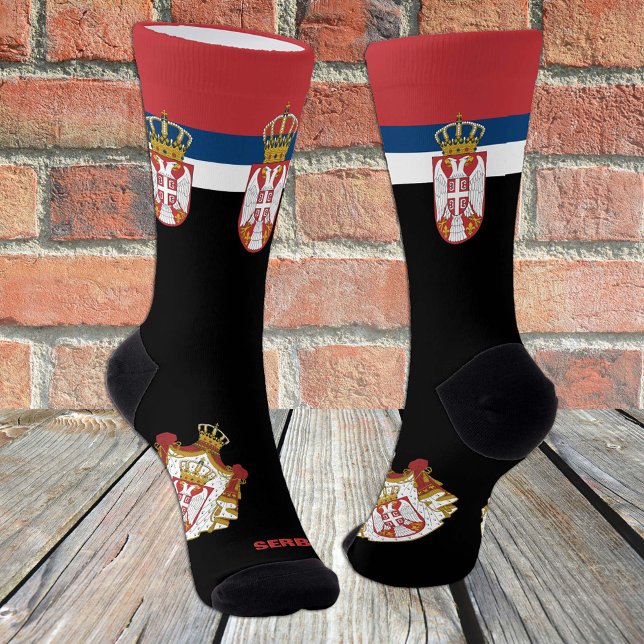 Serbian Flag Patriotic Socks, Sustainable Serbia Socks (Creator Uploaded)