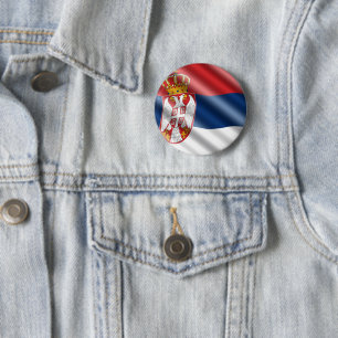 Serbian flag pinback button